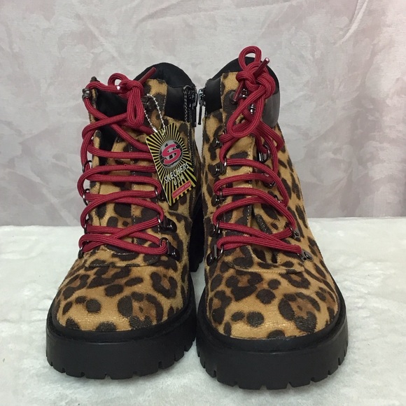 Skechers Leopard Print Lace-Up Boots with Red Accents - Picture 2 of 5